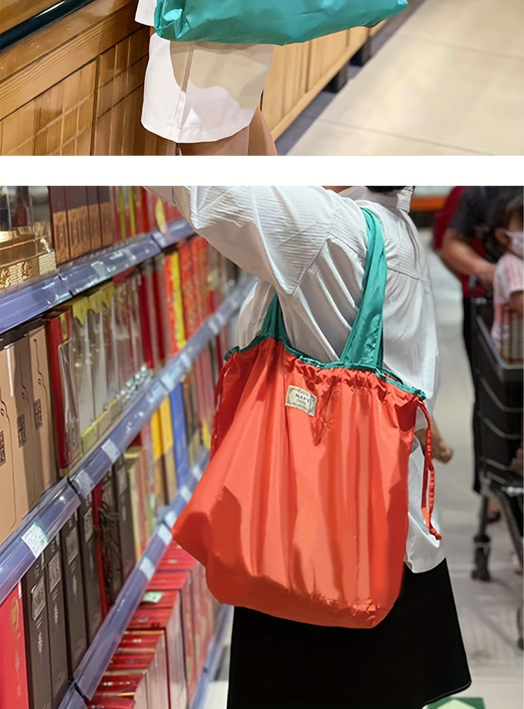 1pc large capacity high quality reusable shopping bag with washable pocket foldable portable kitchen and dining supplies shopping bag reusable shopping bag foldable shopping bag details 9