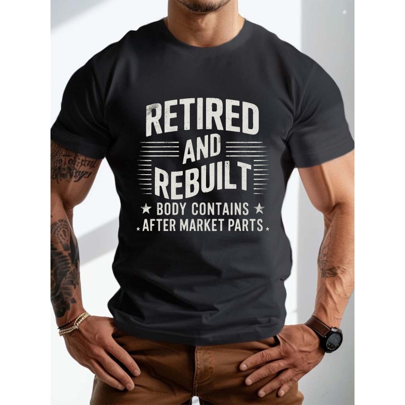 

[customer ] Retired & " Graphic Tee For Men - Plus Size, Casual Short Sleeve T-shirt With Crew Neck, Breathable Polyester, Summer, Plus Size