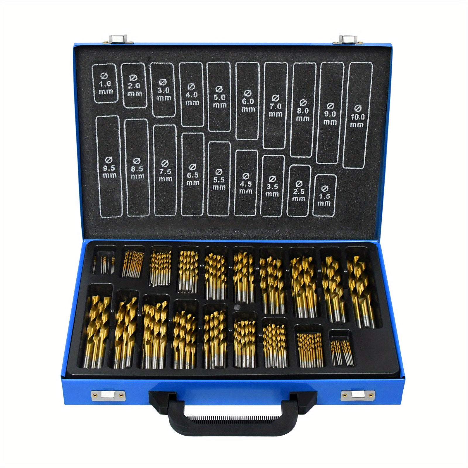 E-shop 170-teiliges Metallbohrer-Set HSS-Bohrer-Set 1mm - 10mm DIN338 Stahlbohrer Holzbohrer Etui