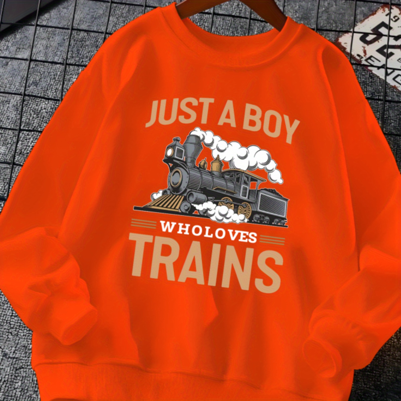 

Boys' Casual Knit Crew Neck Sweatshirt With Train Print – Fall/winter – Just A Boy Who Loves Trains Print