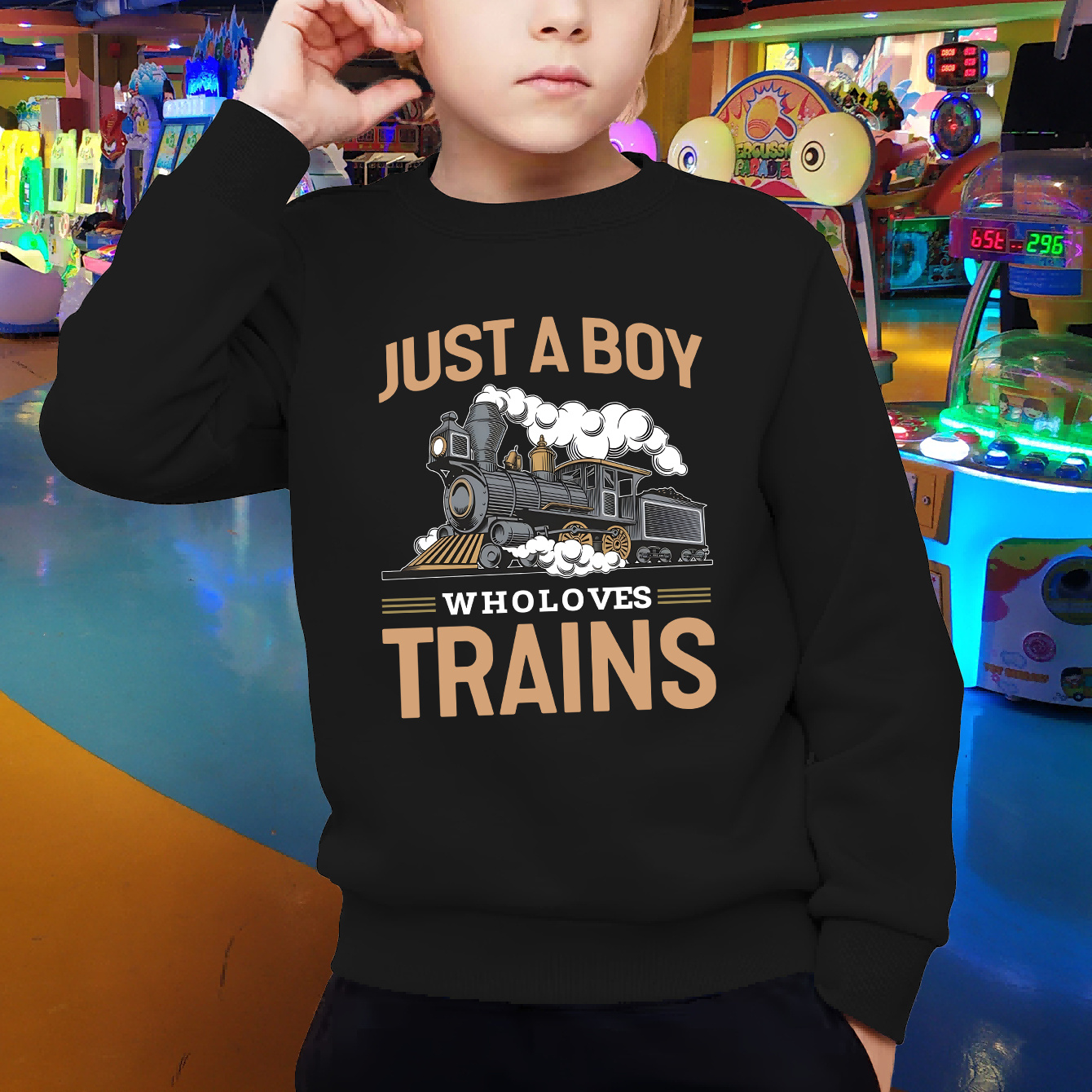 

Fashion Autumn Winter Boys' Crew Neck Sweatshirt - Casual Trains Printed Knit Pullover