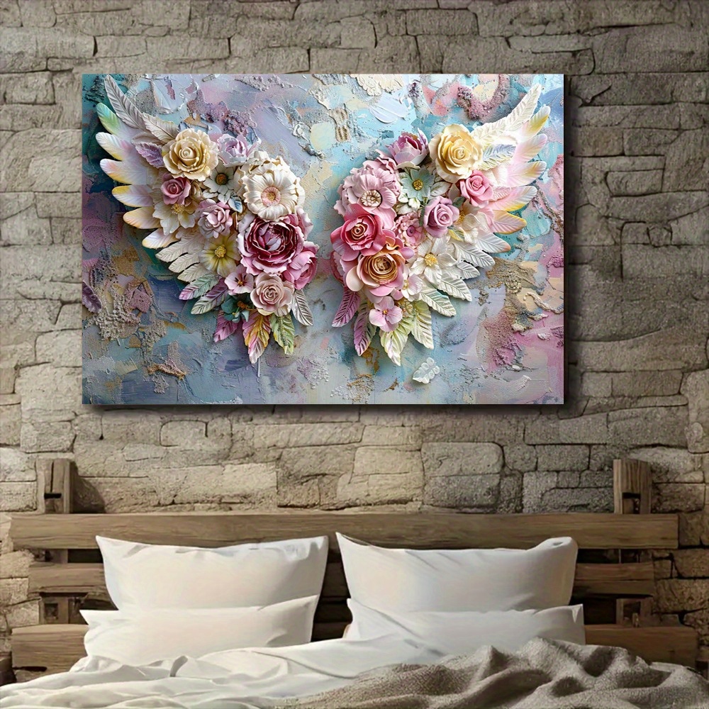 

2d Embossed Wood Frame Canvas Painting Wall Art Print, Waterproof Printed Artwork, Home Decor For Living Room, Bedroom, Office, Kitchen, Dining Room And Bar - Unique Pattern Wall Art Decor.2