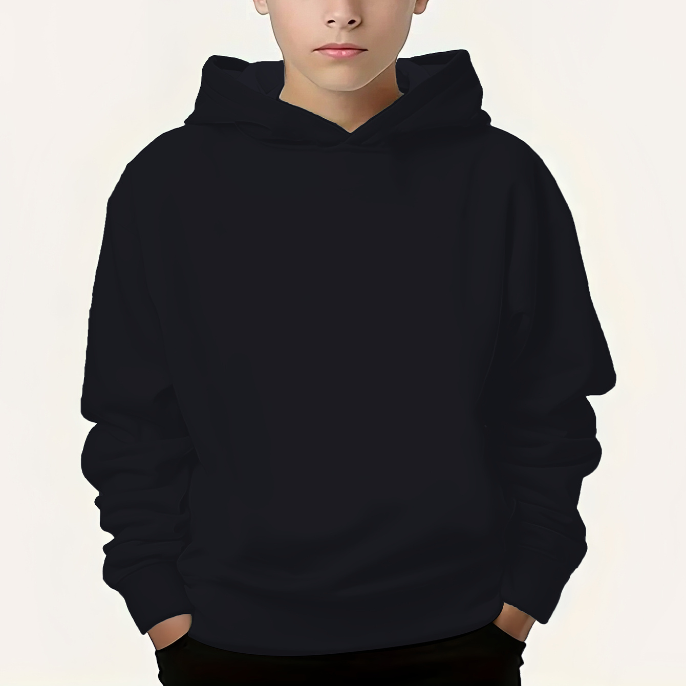 

Boys' Fashion Hoodie - Solid Color, Knitted, Regular Fit, Casual Fall/winter Wear