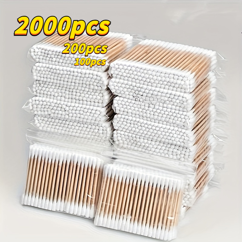 

2000/200/100 Pcs Cotton Swabs, Used For Makeup Removal And Ear Cleaning, Personal Care And Household Items, Multi-purpose Cotton Swabs.