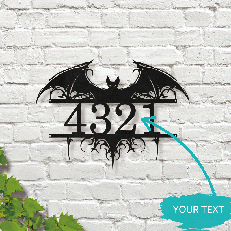 

Custom Gothic Bat Address Plaque: Personalized Home Decor For Front Door, Porch, Garage, Garden Entrance - 12in/30cm, 16in/40cm, 20in/50cm Sizes