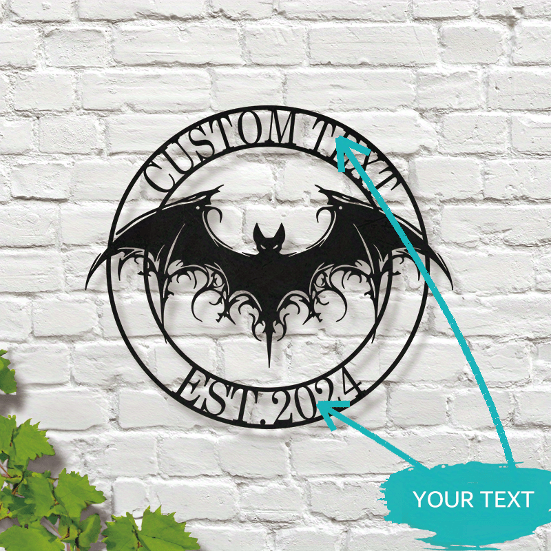 

Custom Gothic Bat Metal Sign - Handcrafted Address Plaque, Personalized Name Wall Art For Front Door, Porch, Garage & Garden Entrance Decor