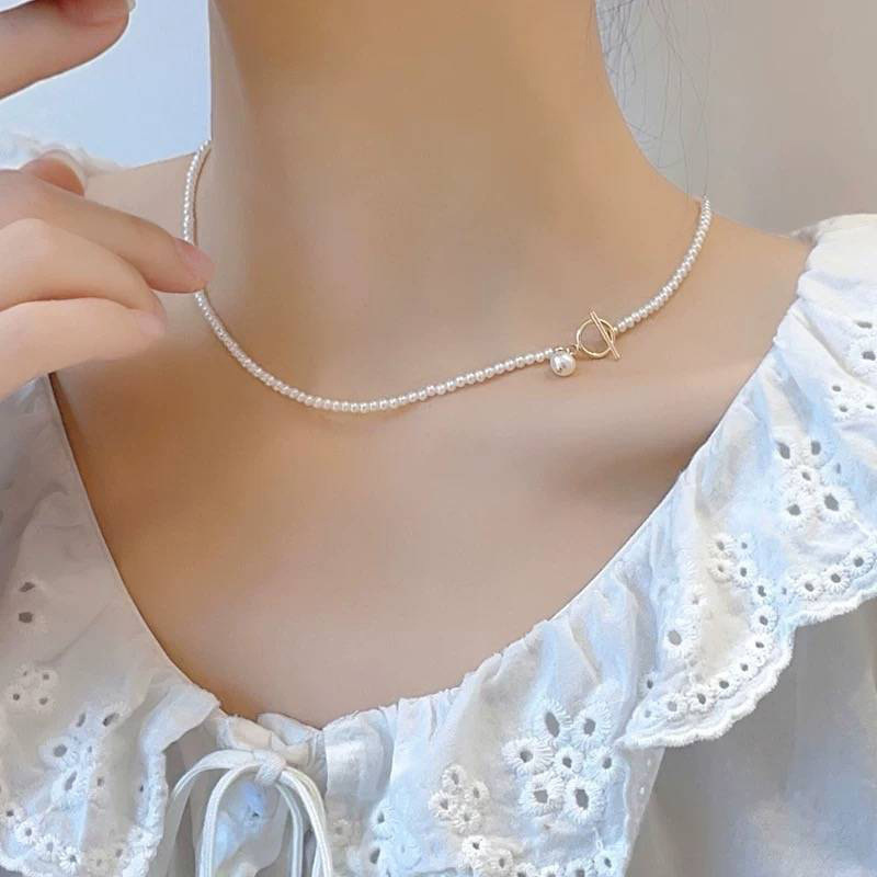 

1pc Natural Freshwater Pearl Necklace Temperament Niche Ot Buckle Necklace