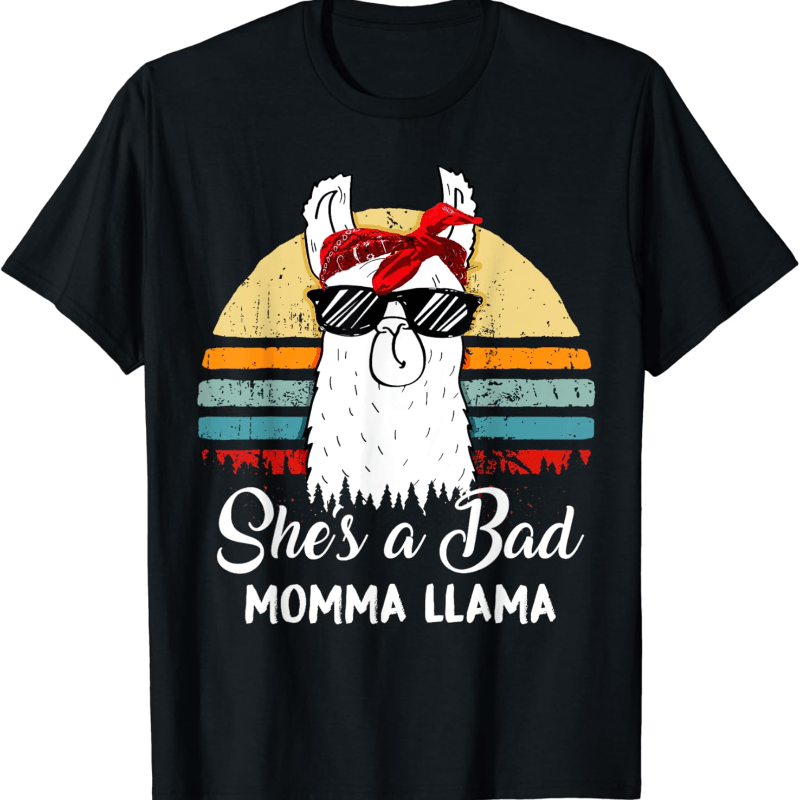 

She's A Bad Momma Llama Tshirt Funny Retro Vintage Mama T-shirt