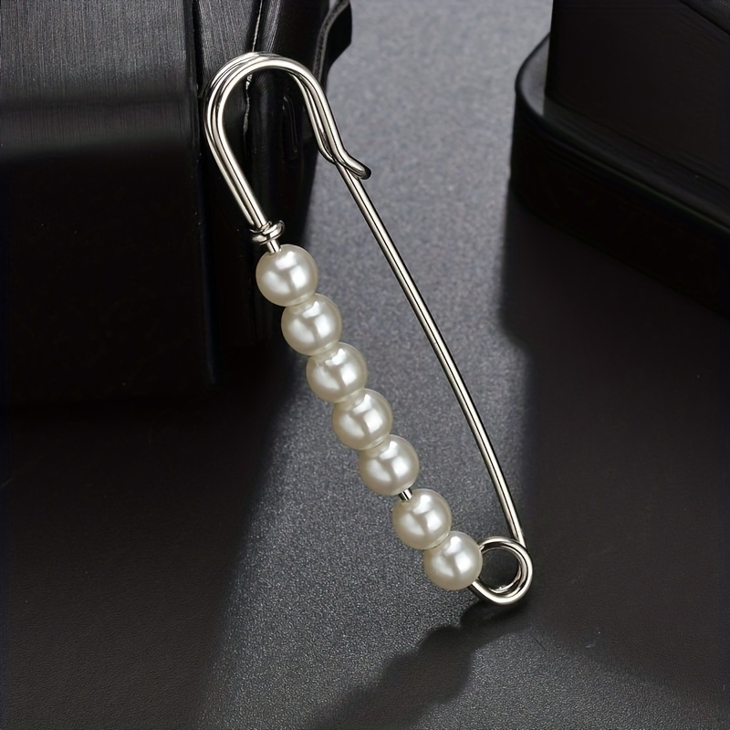 4pcs Faux Pearl Waist Pin Scarf Safety Hijab Clip Shawl Buckle Pin Brooch Sweater Pins Brooches for Women