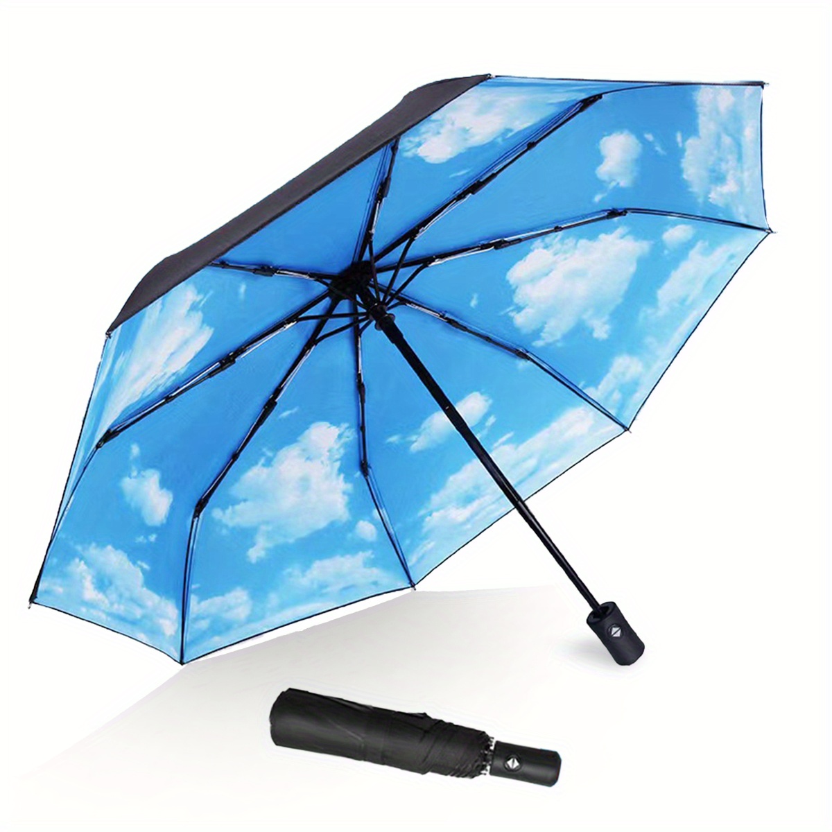 

Auto-open Large Folding Umbrella - Uv Protection, Dual-use For , 8-rib Design With Windproof Frame