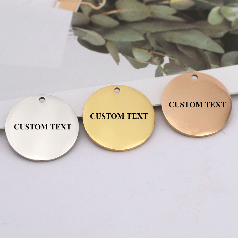 

[customization] Simple Stainless Steel Mirror Polished Round Pendant With Engraving Round Disc Dog Tag Jewelry Accessories Vacuum Plating