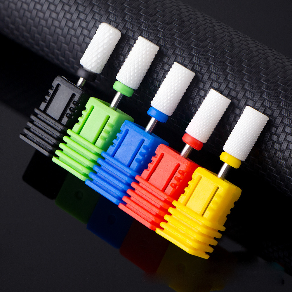 5-piece Hypoallergenic Ceramic Nail Drill Bit Set For Acrylic Nail Removal And Manicure Equipment