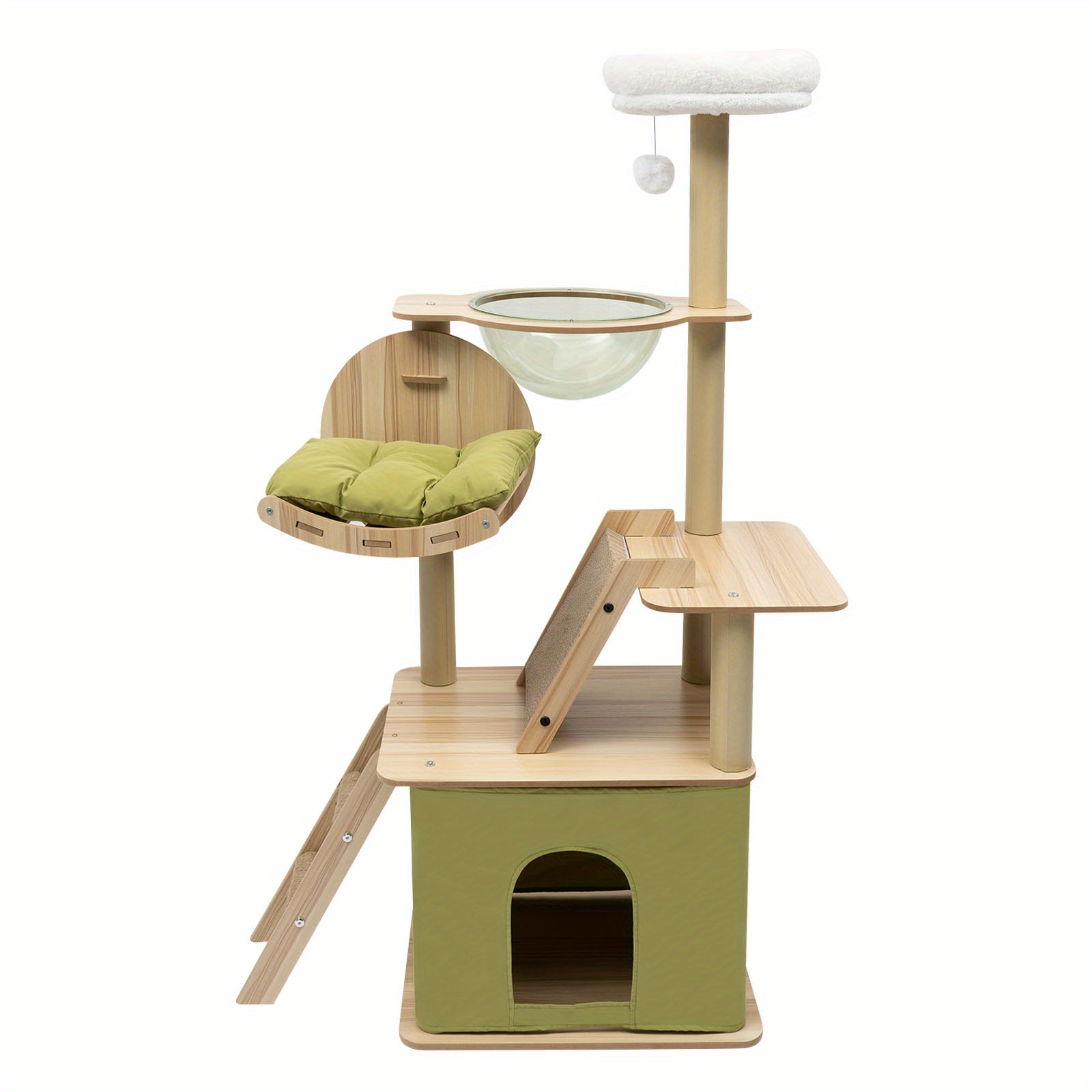 Protokollfarbe Katzenkratzbaum, Katzenturm Für Hauskatzen, Katzenhaus Mit Großem Gepolstertem Bett 40*55*140cm