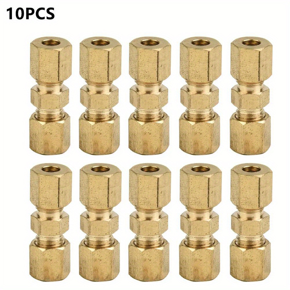 Image of 10pcs Easy-install Brass Brake Line Connectors, 3/16" (4.76mm) No-flare Fittings For Quick Repairs - Fit