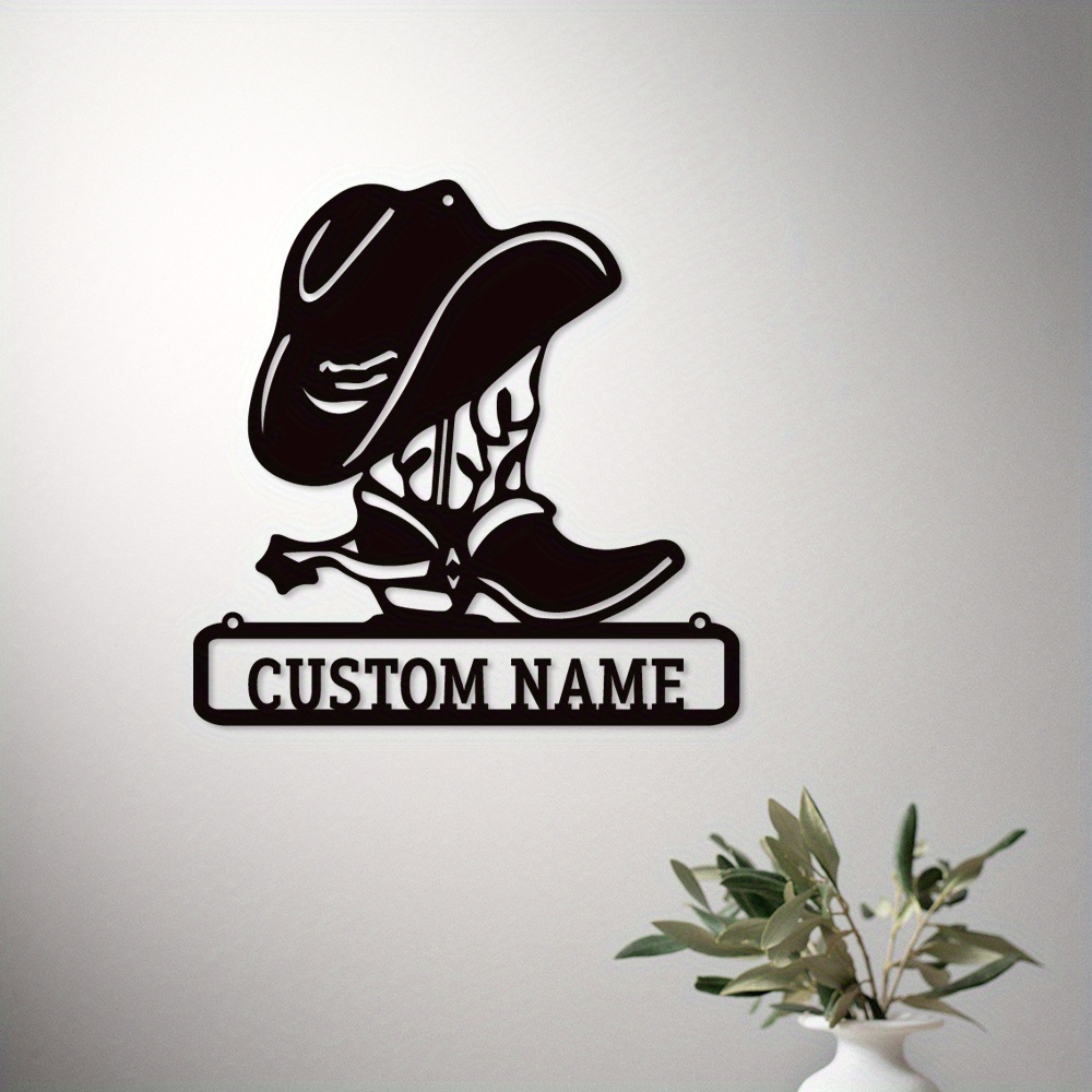 

Custom Cowboy Hat & Boots Metal - Unique Personalized Decor For Home, Office, And Studio Cowboy Decor