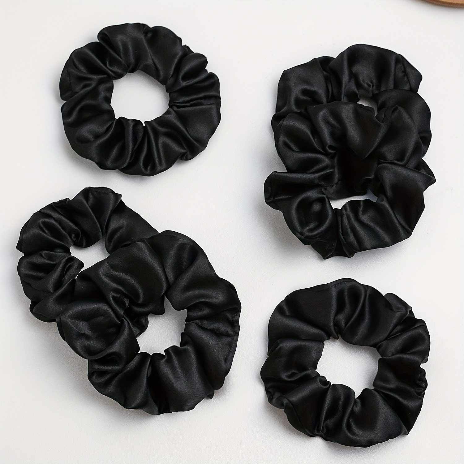 

6pcs Elegant Satin Scrunchies Set For Women - Solid Color Silk Hair Ties, Hair Rings For Ponytails - Soft Scrunchie Pack For Teens And Adults, Comfortable Hair Accessories