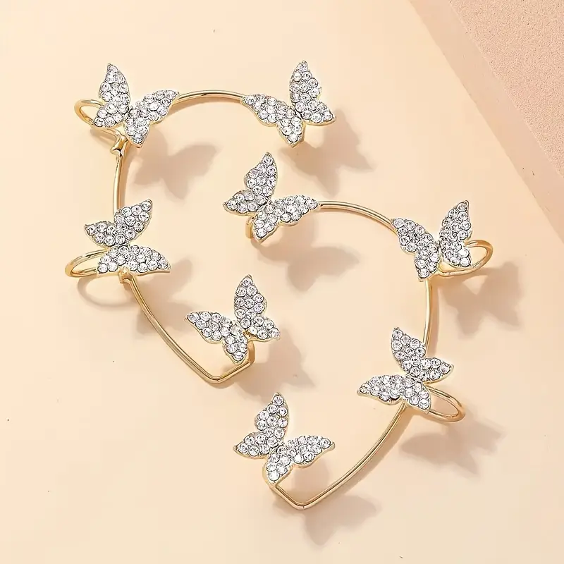 2pcs set earrings ear cuffs climber wrap around earrings for women fairy right left no piercing ear clip silvery ear jewelry gift Product details 0