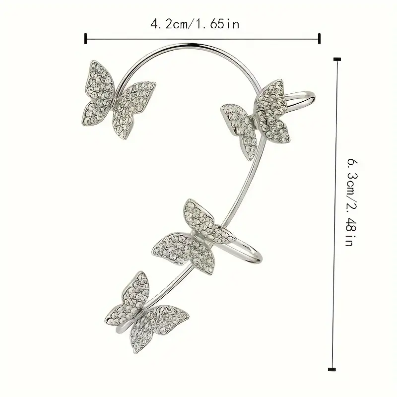 2pcs set earrings ear cuffs climber wrap around earrings for women fairy right left no piercing ear clip silvery ear jewelry gift Product details 2