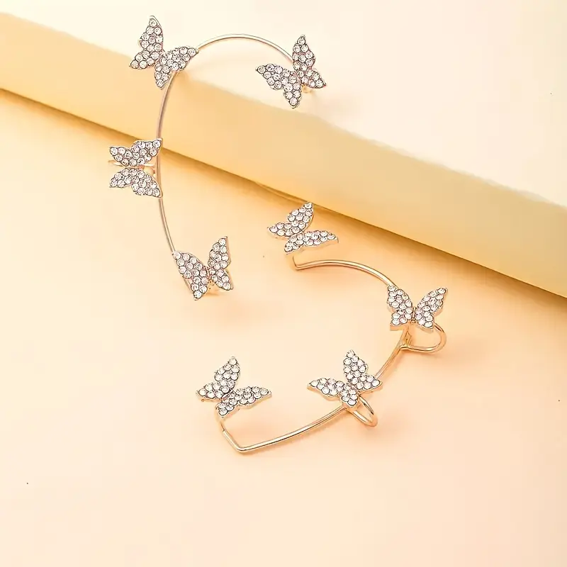 2pcs set earrings ear cuffs climber wrap around earrings for women fairy right left no piercing ear clip silvery ear jewelry gift Product details 3