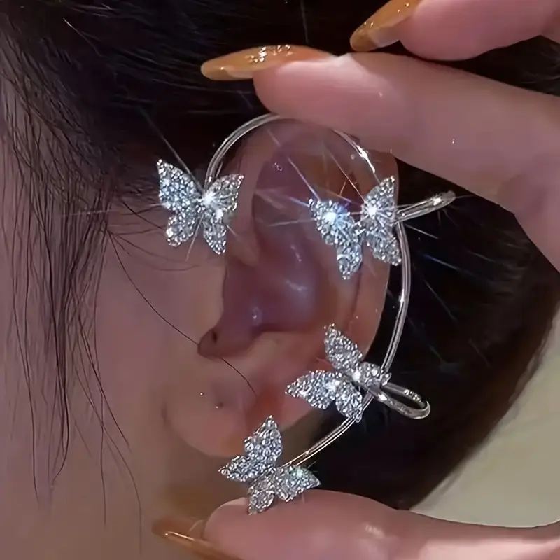 2pcs set earrings ear cuffs climber wrap around earrings for women fairy right left no piercing ear clip silvery ear jewelry gift Product details 6