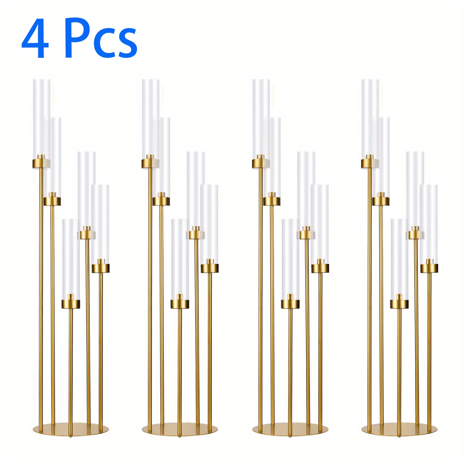 

4 Sets Candelabra 39.4'' Tall Floor Candle Holders Metal Candle Holders With Acrylic Lampshade Candlestick Centerpiece For Electronic Candle Wedding Home Party Decoration, For Candleholders