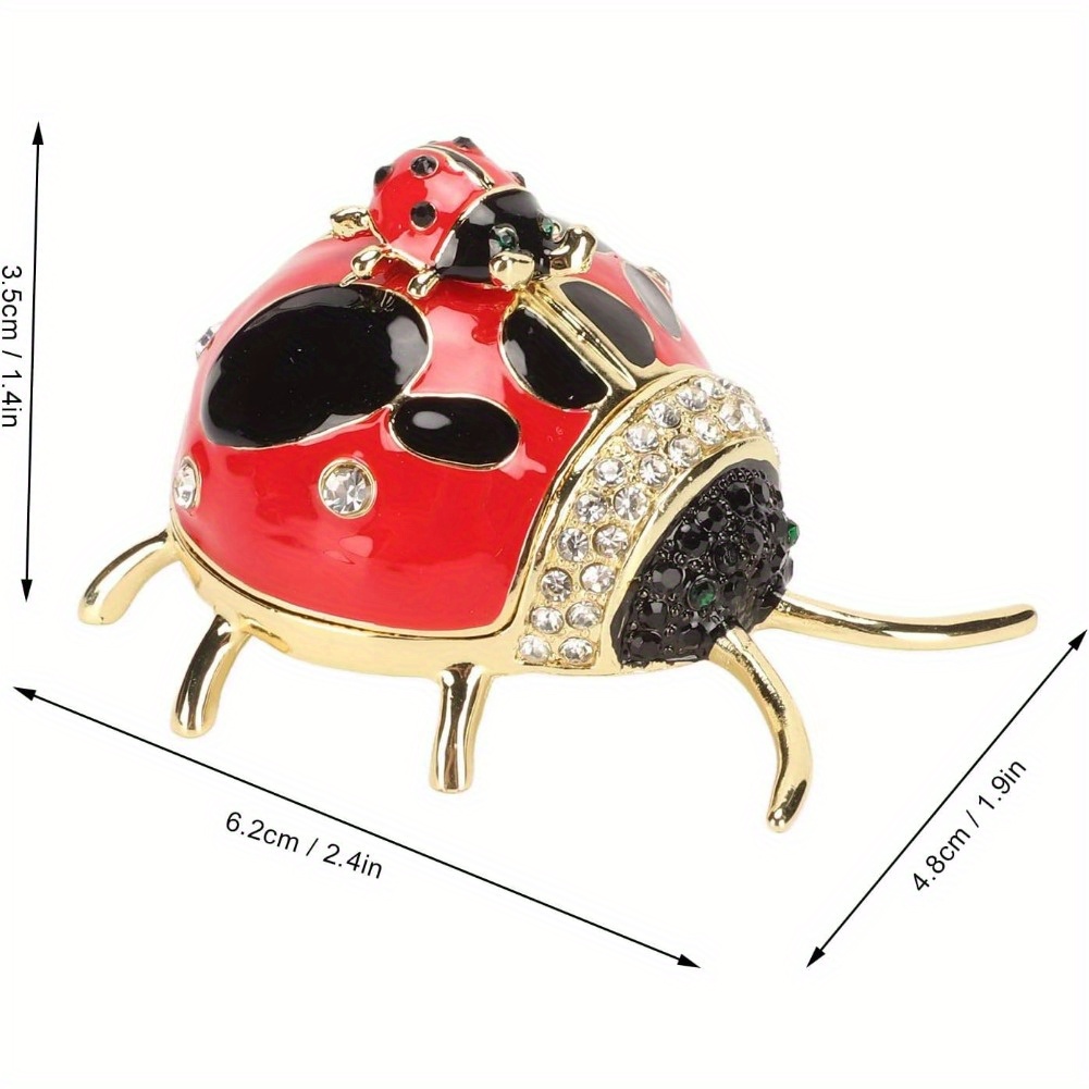 ladybug trinket box red colored enamel crystal hand painted - Temu