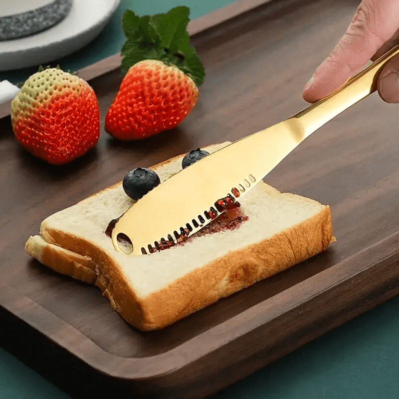 stainless steel 3 in 1 multifunctional butter knife butter curler scoop and serrated edge for easy spreading durable kitchen utensil set for cold butter 1pc cutter spreader tool details 4