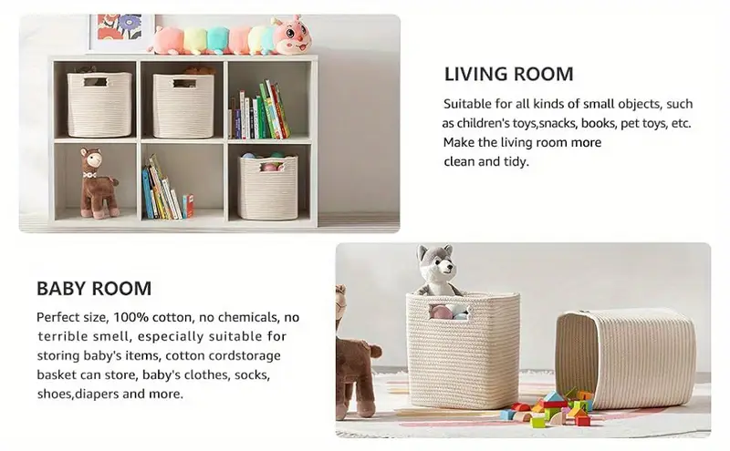 set of 4 storage basket 11 x x in rope basket for shelves toys book cube storage bins with handles woven storage basket for organizing baskets details 2