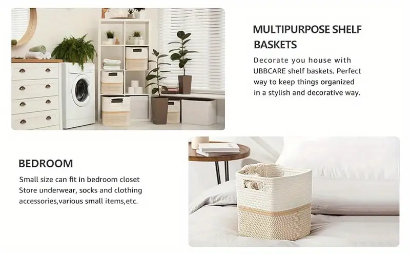 set of 4 storage basket 11 x x in rope basket for shelves toys book cube storage bins with handles woven storage basket for organizing baskets details 3