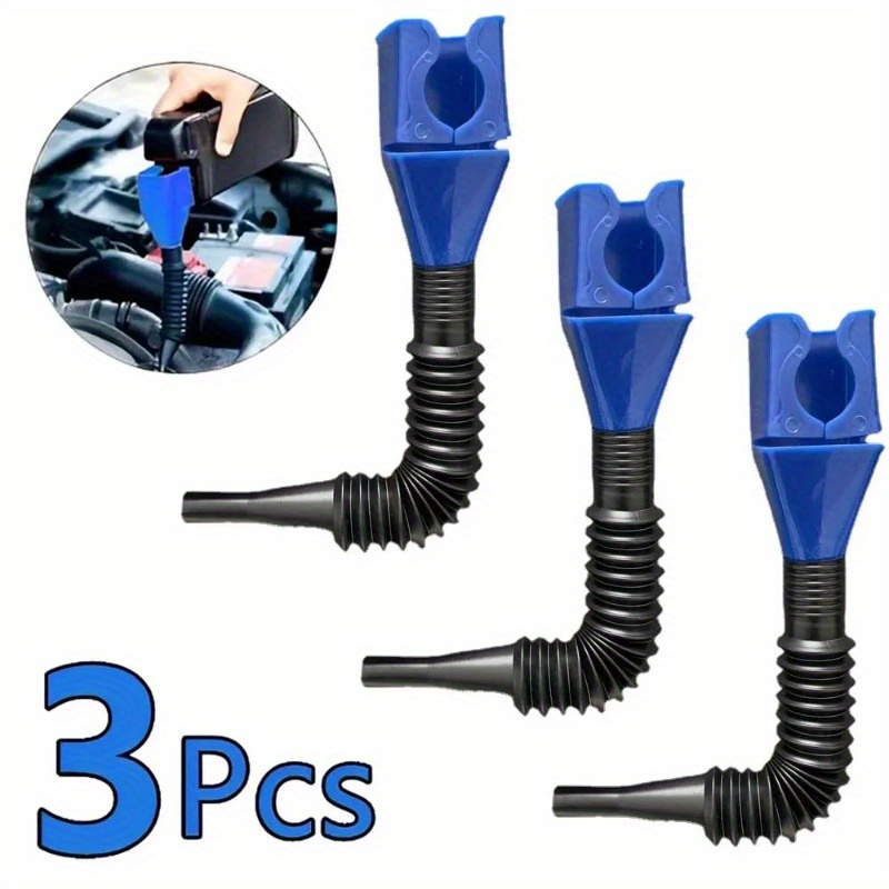 

3pcs Flexible Snap Funnel Set For Motorcycles & Cars - , Portable Oil & Gasoline Transfer Tool With Wide Spout And Moldable Design