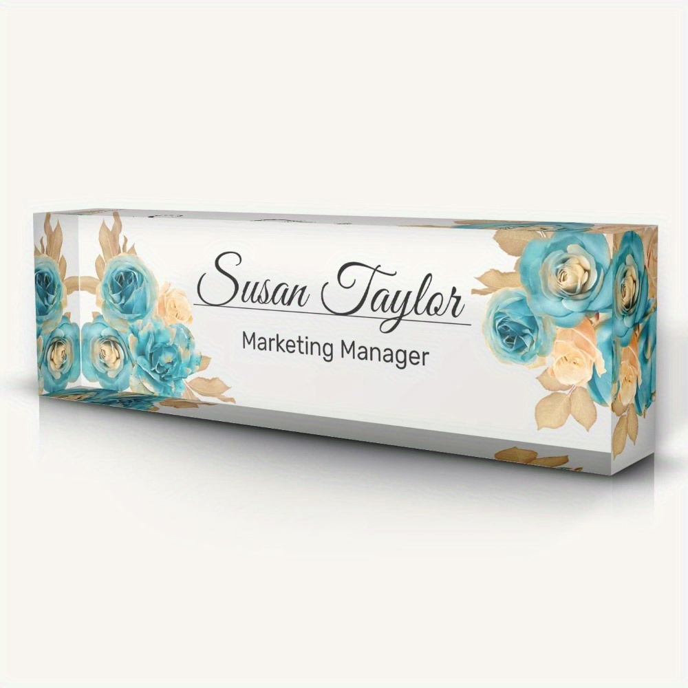 

1pc Custom Acrylic Desk Name Plate With Free Personalization - Uncharged, Clear Acrylic Material, Ideal For Office Decor, Graduation, Promotion Gifts, Professional Name Sign For Desk