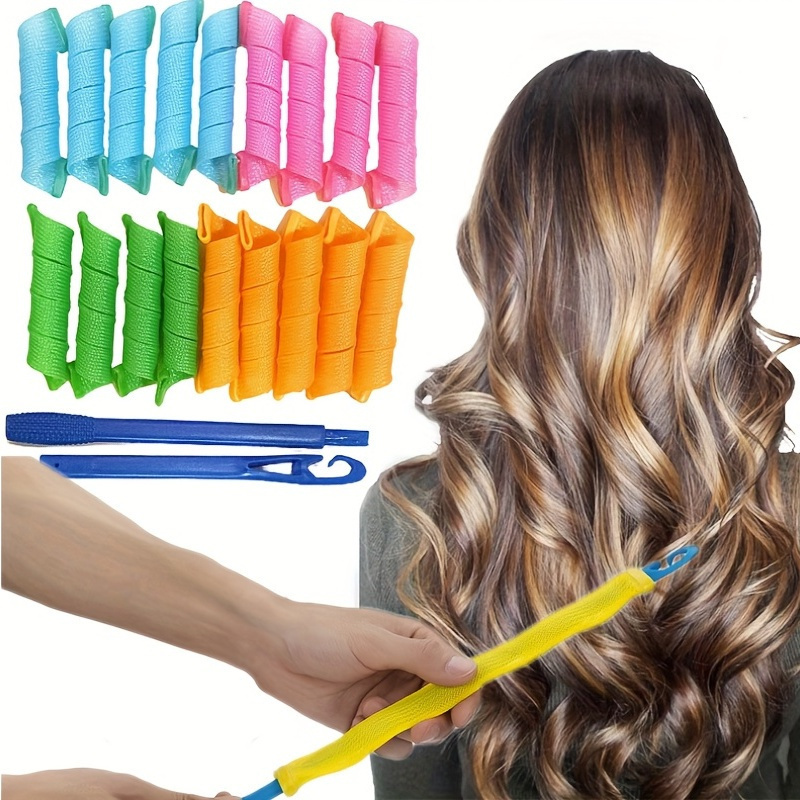 

18pcs/ 36pcs Hair Curlers Set Heatless Curls For Long & Short Hair Diy Hairstyle Tools For Women & Girls No Heat Hair Rollers Perm Kit