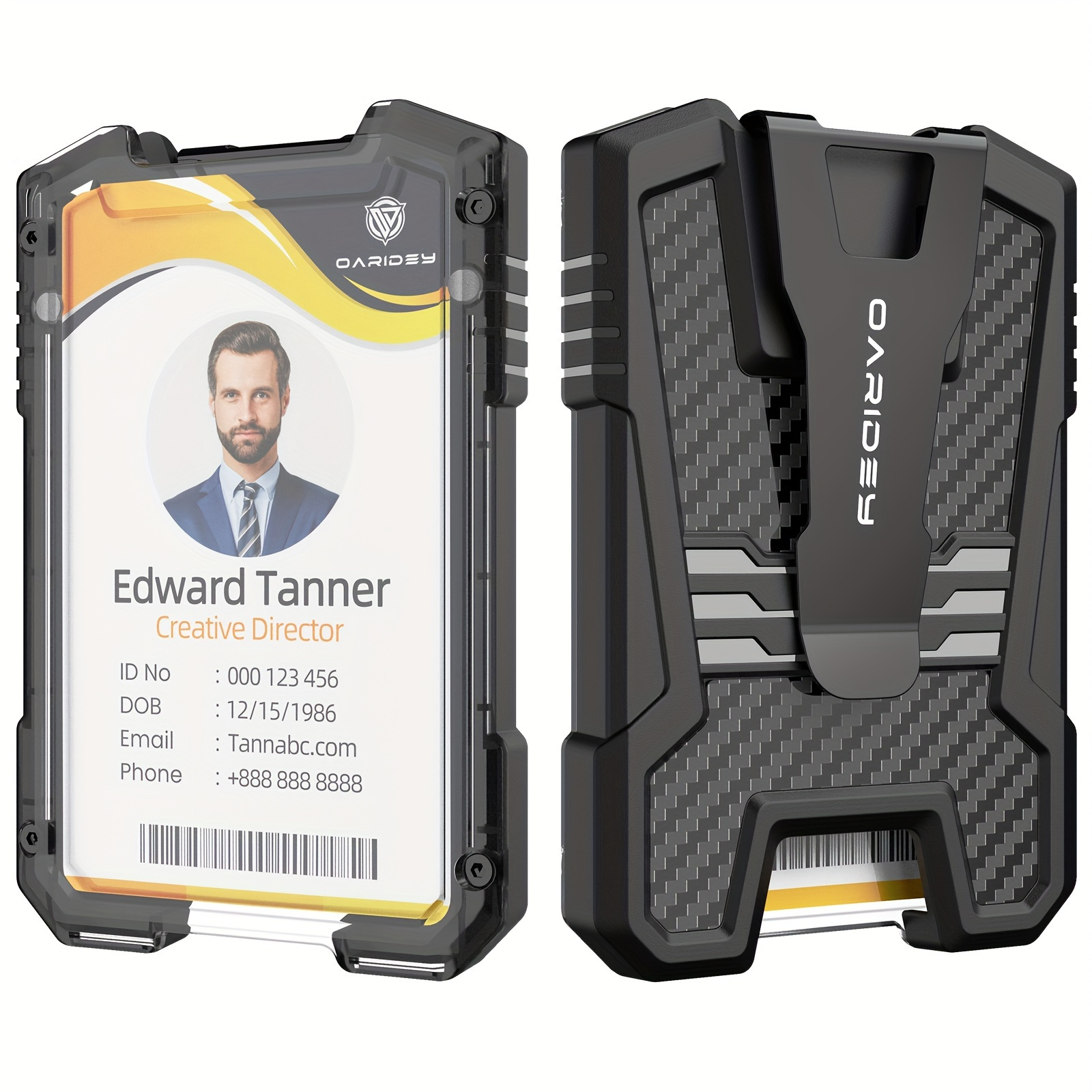 

Oaridey Carbon Fiber Id Card Holder, Badge Holder With Strong Steel Clip, Heavy Duty Vertical Holder For Work Id, Credit Cards