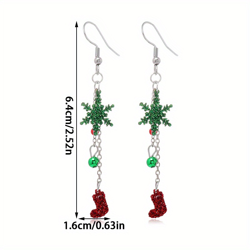 Women's Christmas Long Snowflake Boots Sequin Dangle Earrings