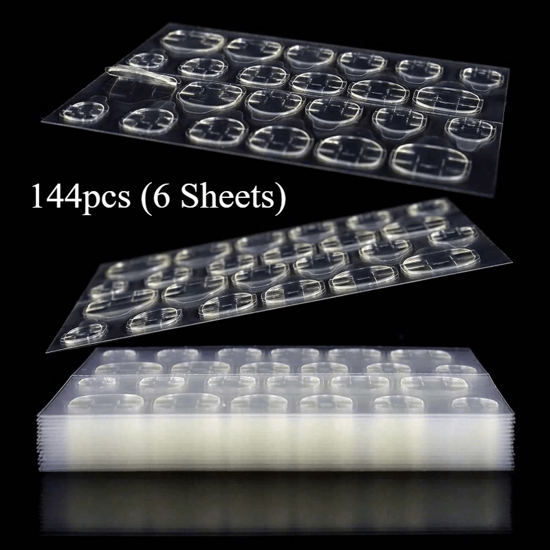 TEMU 144pcs Waterproof & Breathable Adhesive Tabs - Double-sided Nail Glue Stickers, For Hands, Feet & Nails Care