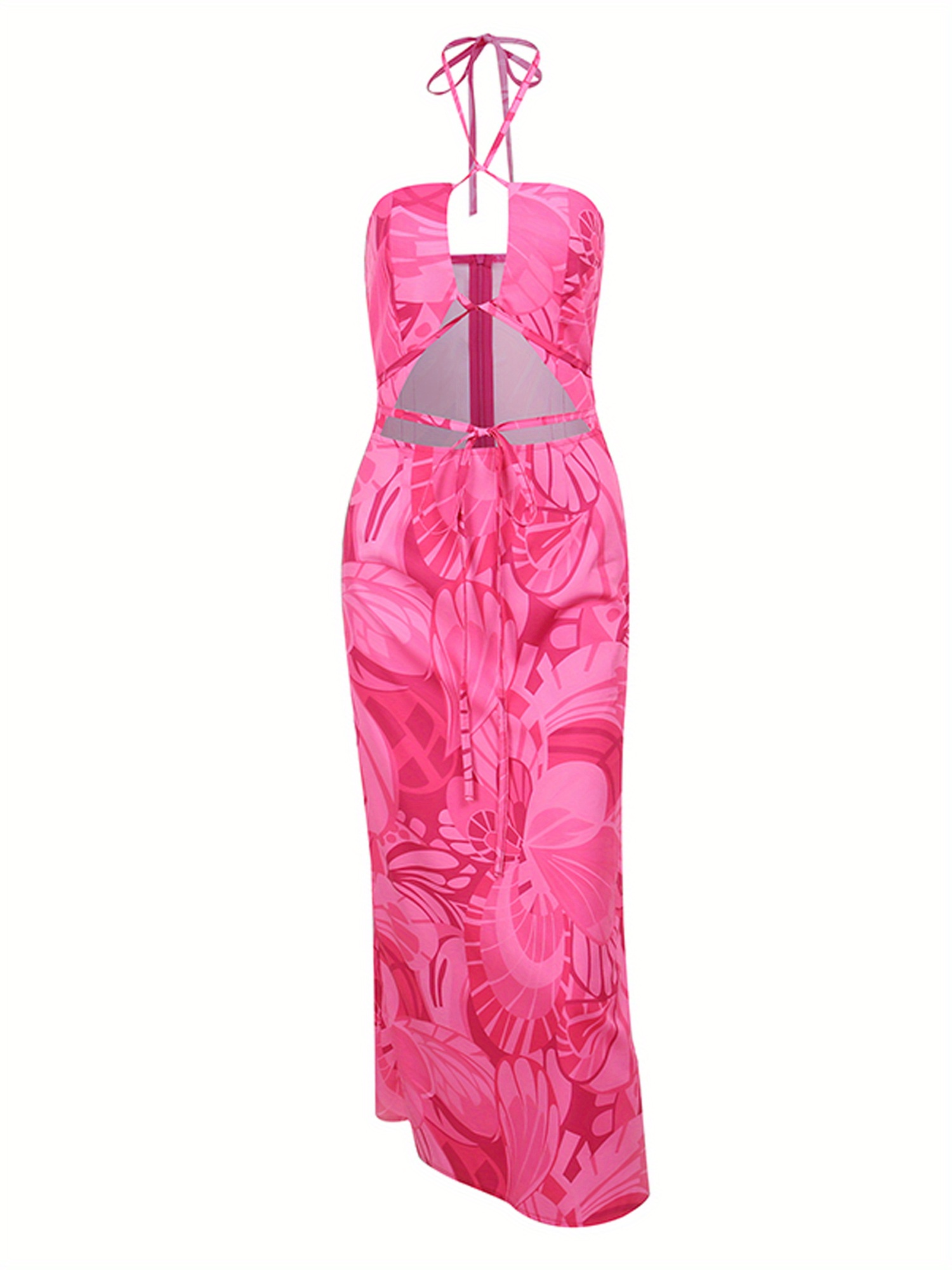 blue dress for baby girl V neck Halter Backless High Split Maxi Dress – Something She Likes Wholesale main image 0