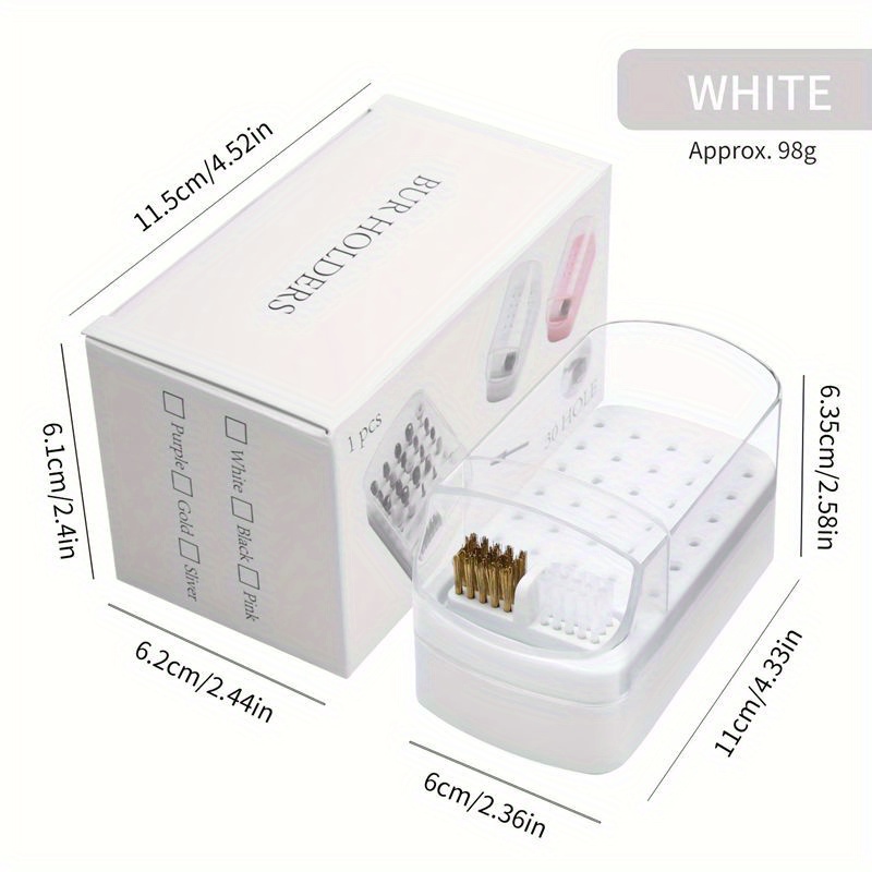 TEMU 2in 1 Nail Drill Bits Storage Holes With Cleanning Brush Manicure Salon Grinding Head Holder Display Nail Art Accessory
