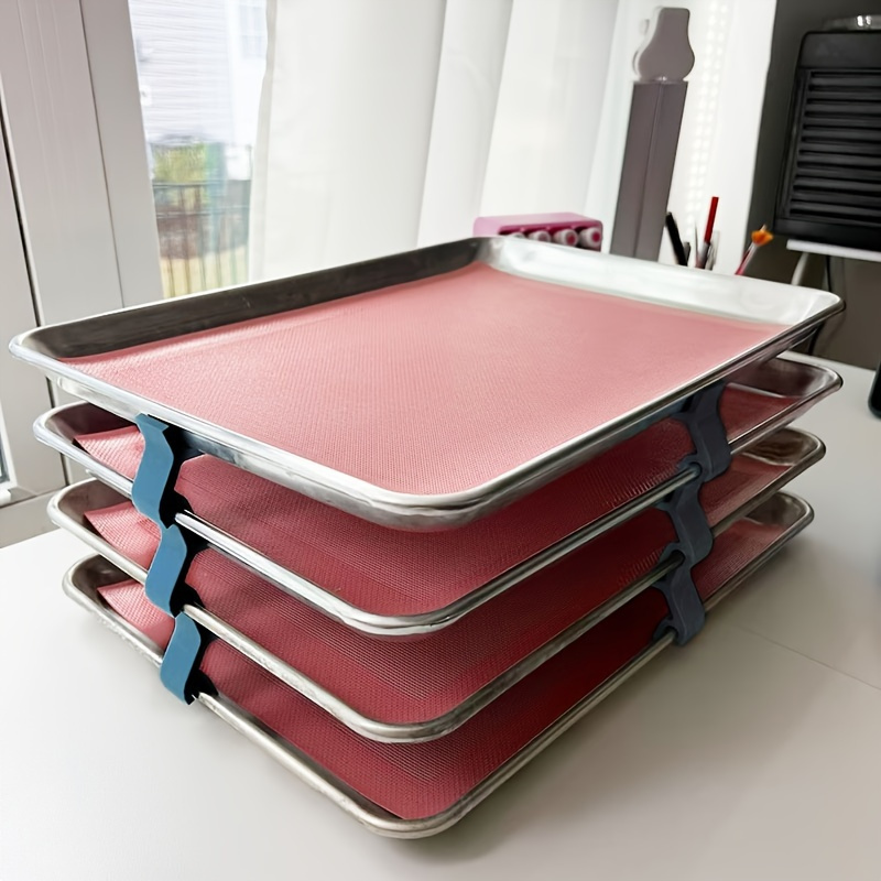 16 Piece Plastic Baking Sheet Set Non Food Contact Oven Tray Organizers Space Saving Kitchen Storage Accessories for Bakeware and BBQ Pans