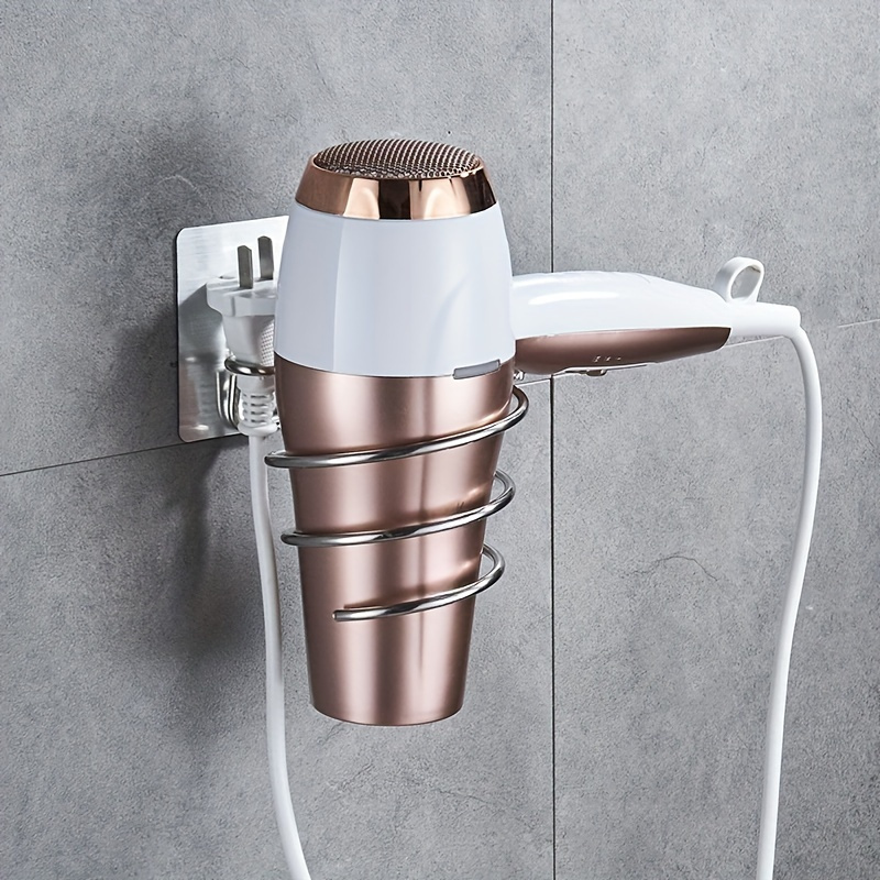 

Easy-install Stainless Steel Hair Dryer Holder - No-drill Wall Mount, Space-saving Bathroom Organizer