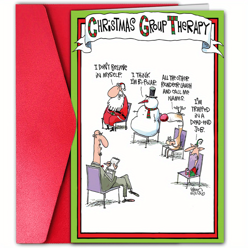 

Funny Snowman Christmas Card - Perfect Holiday Greeting For Friends & Family, Creative Cartoon Design, 1pc