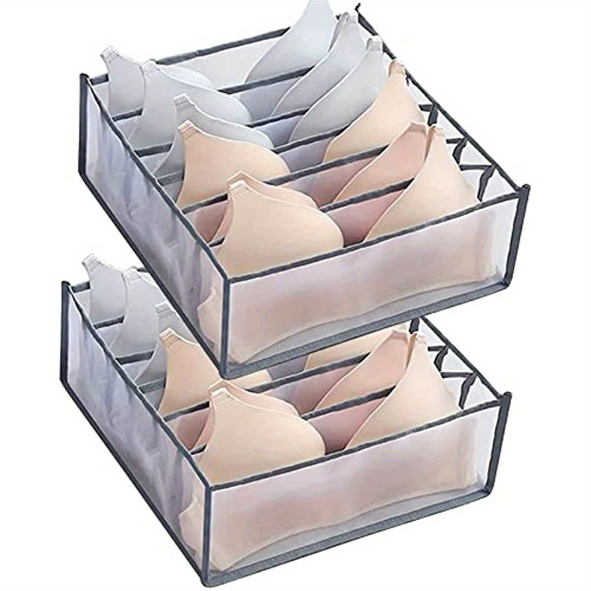 

6-compartment Bra & Underwear Organizer - Foldable Fabric Drawer Divider For Closet Storage, Mixed Colors, Style