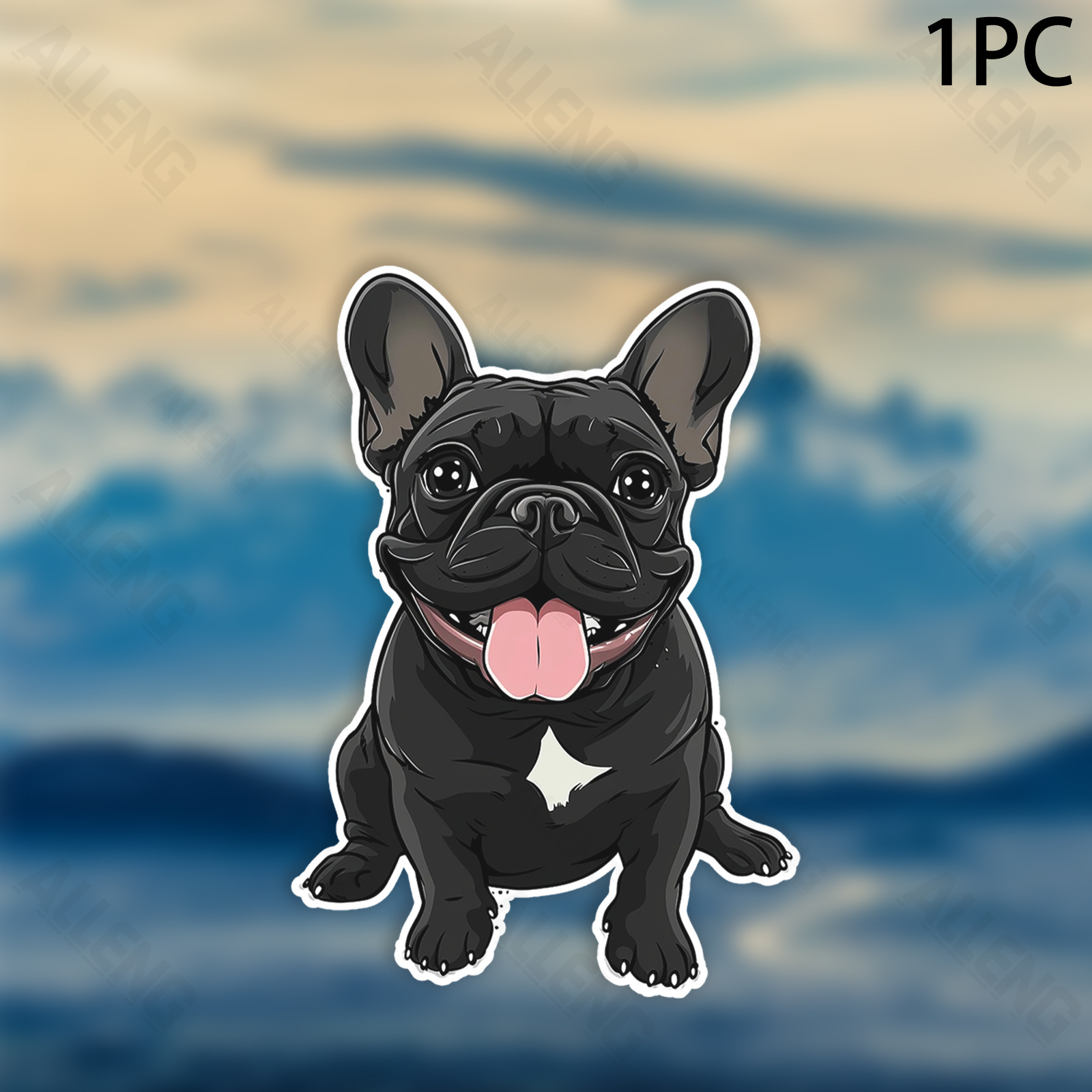 TEMU Alleng Happy Black French Bulldog Vinyl Decal – Premium Pvc Sticker For Laptops, Bumpers, Windows, Notebooks, Self-adhesive & Durable Decoration For Various Surfaces