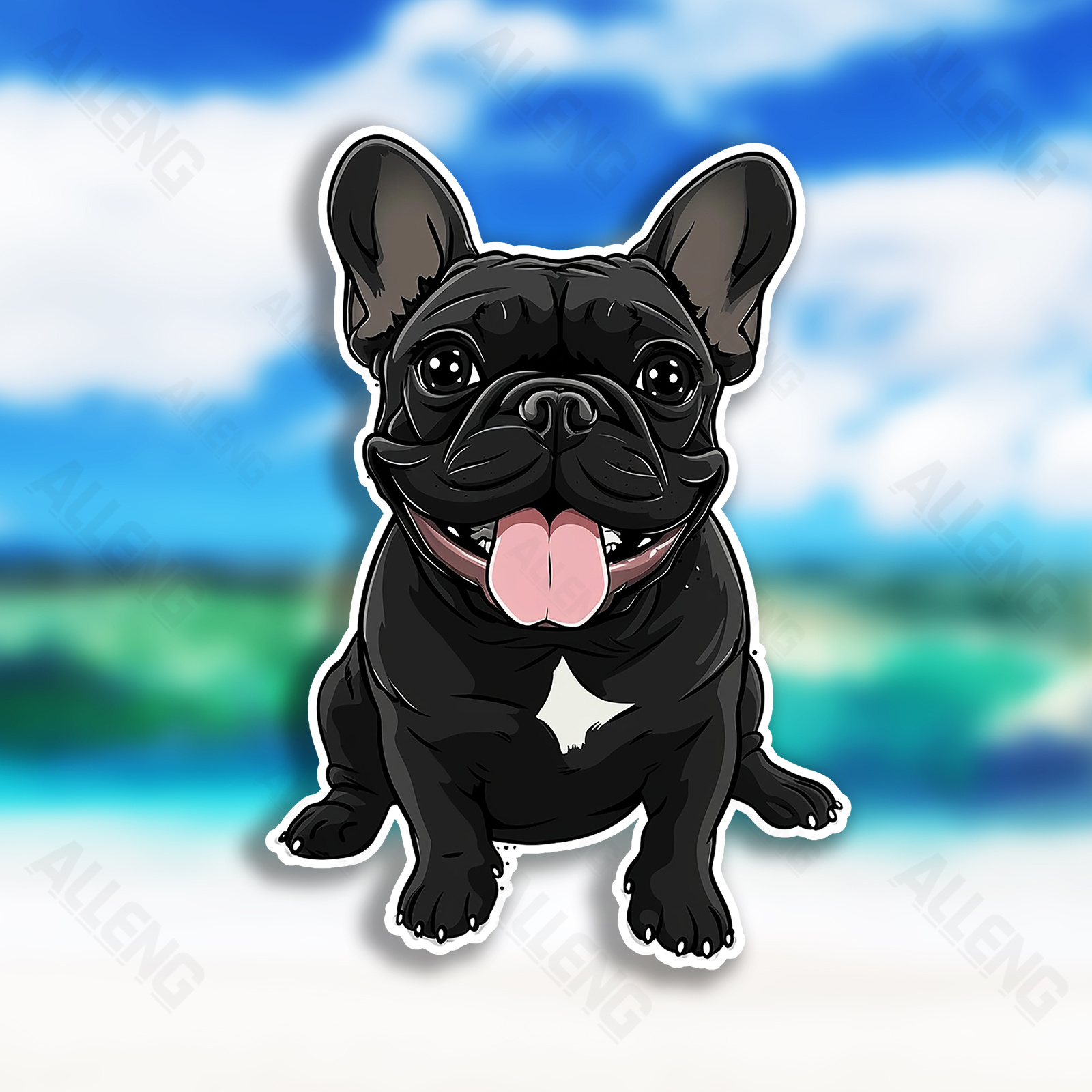 

Alleng Happy Black French Bulldog Vinyl Decal – Premium Pvc Sticker For Laptops, Bumpers, Windows, Notebooks, Self-adhesive & Durable Decoration For Various Surfaces