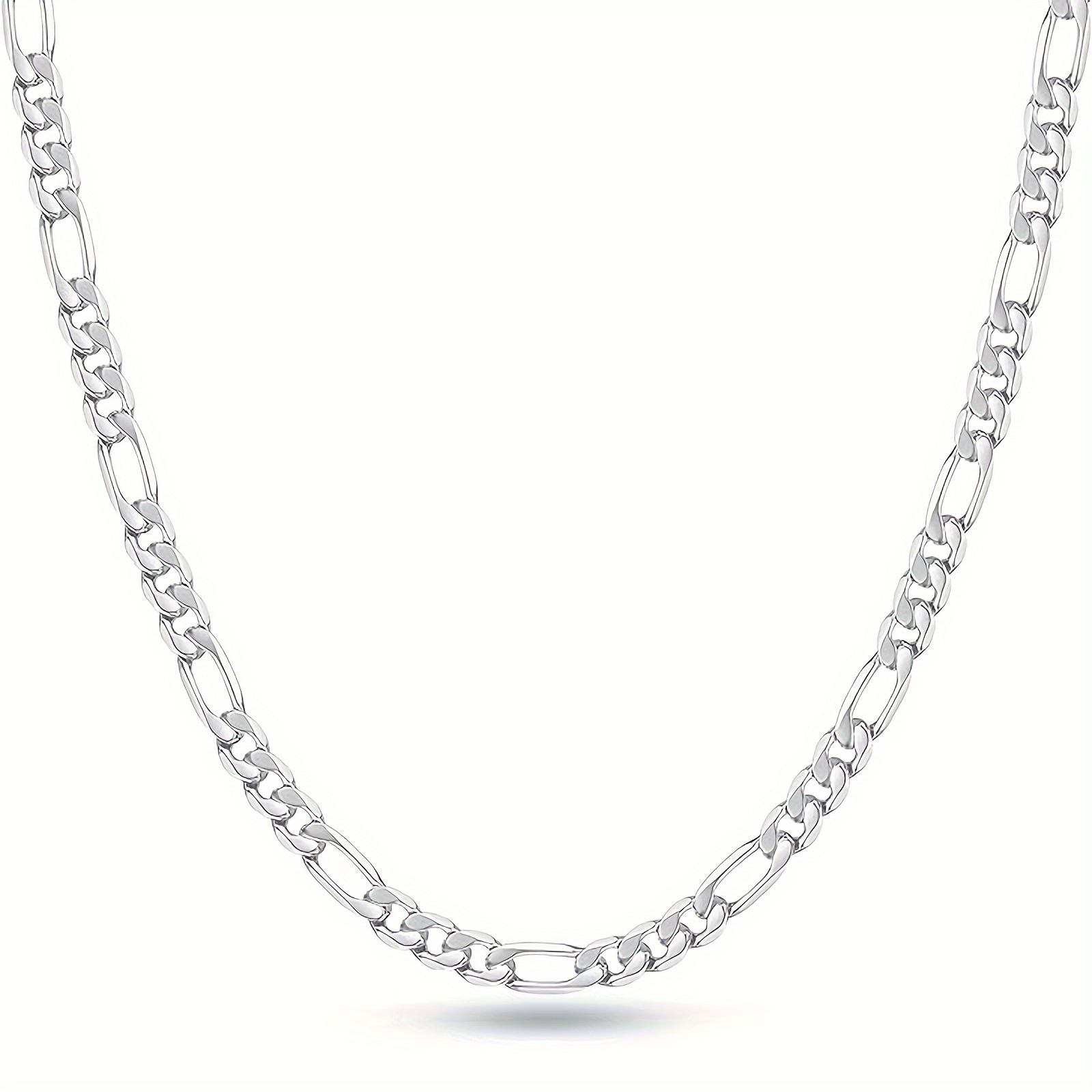 

1pc 925 Sterling Silver - Timeless Faceted Chain Necklace - Stylish Minimalist Design, 4mm Width, Unisex, Hypoallergenic, Versatile Daily Jewelry For Effortless Glamour