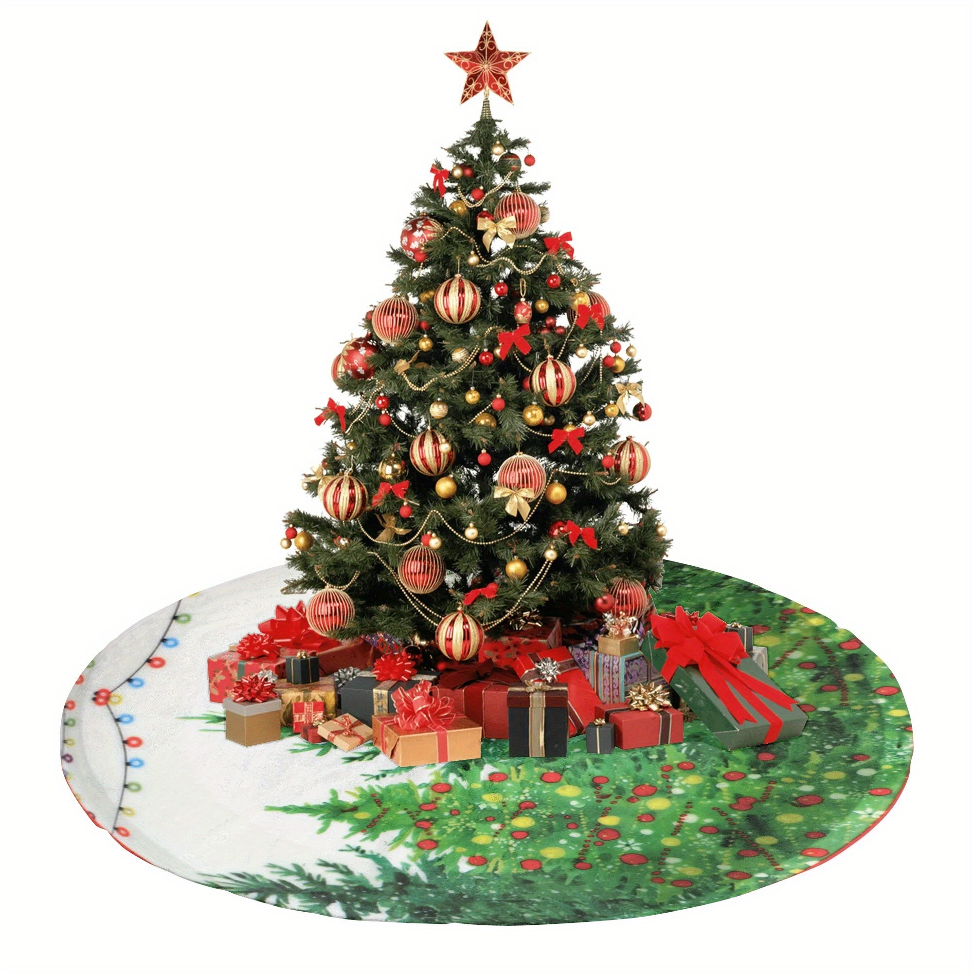 Christmas Tree Skirt 121cm Diameter Festive Tree Base Cover