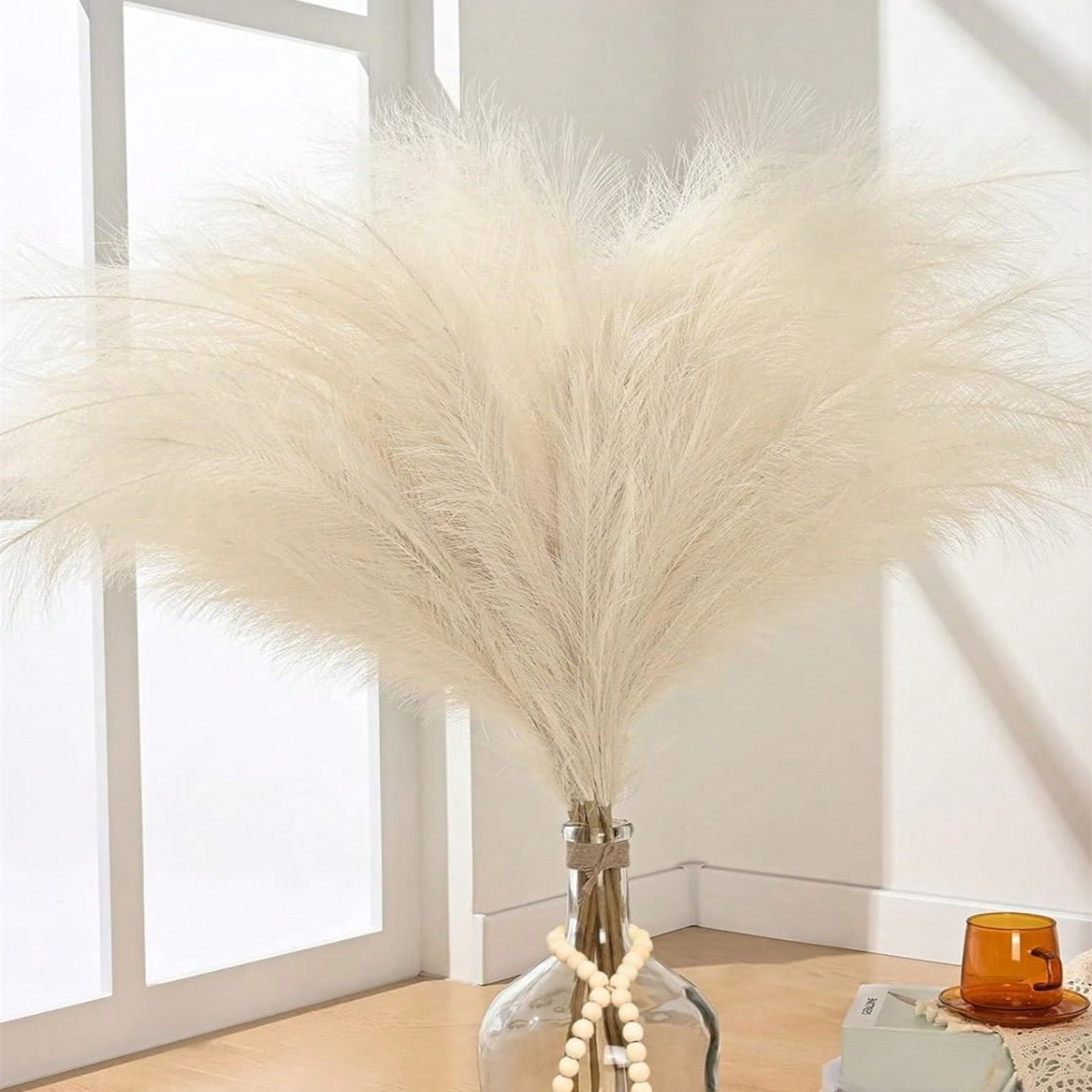 

12pcs Pampas Grass Decor 24 Inch Artificial Pampas Grass, Small Artificial Pompas Grass Decor For Vase, Fake Fluffy Pampas Floral, Artificial Dried Flowers, Dried Plant Home Wedding Boho Decor