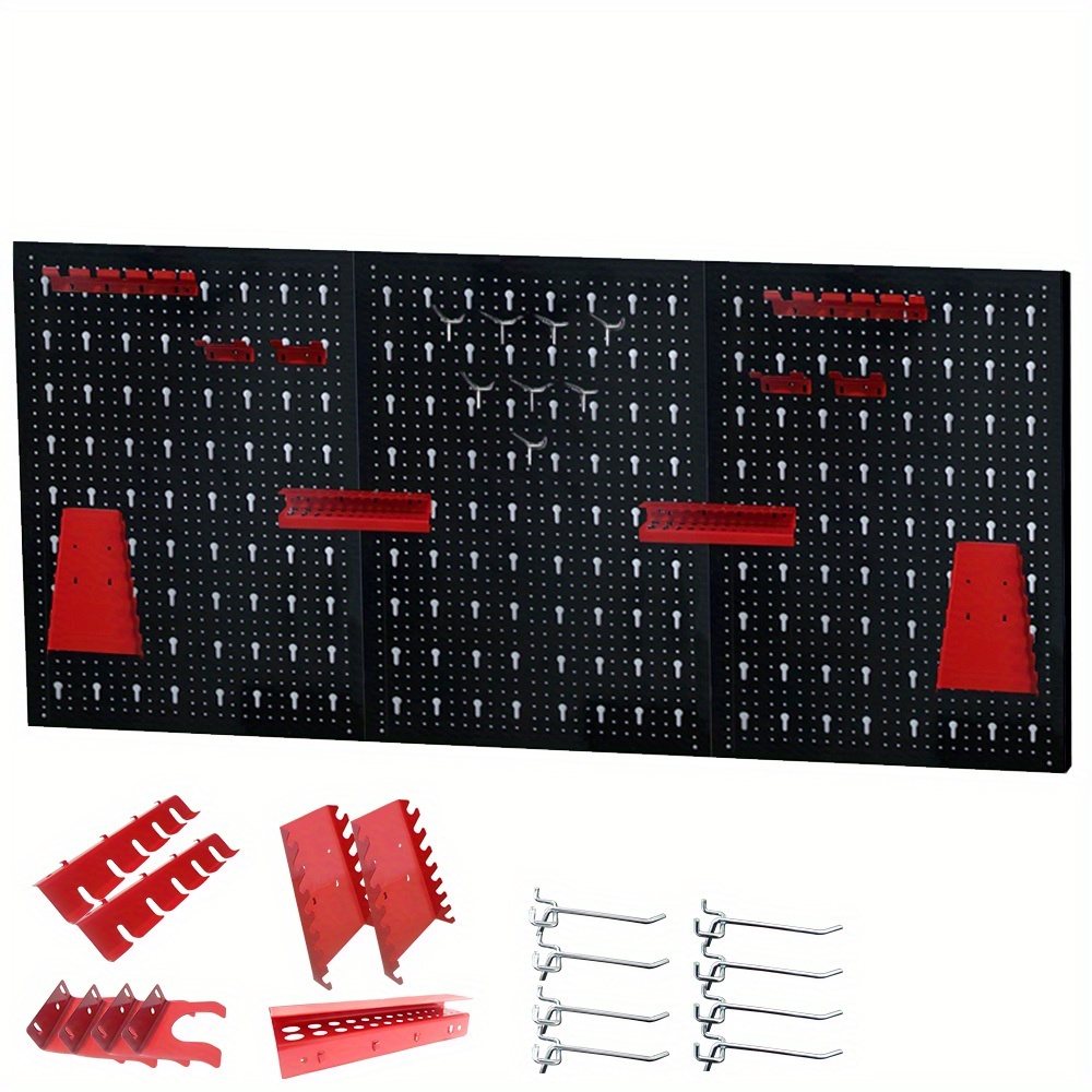 E-shop Perforierte Werkzeugwand Metall mit 17-teiligem Haken-Set 120 x 60 x 2 cm Perforierte Wand für Werkstatt