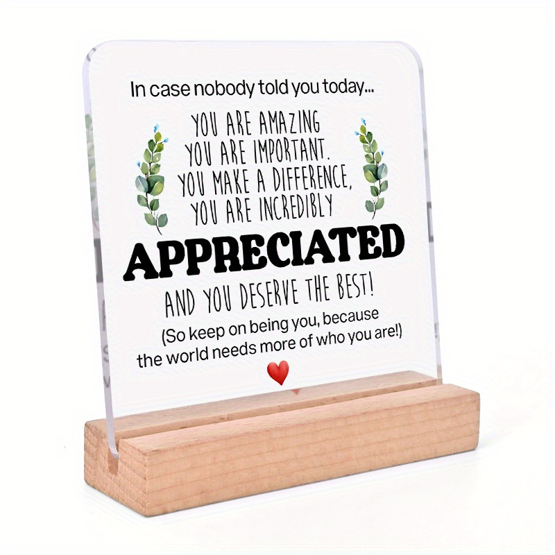 

Appreciated & " - Acrylic Desktop Decor With Wooden Stand, Perfect For Home, Birthday Gifts & Party Decor