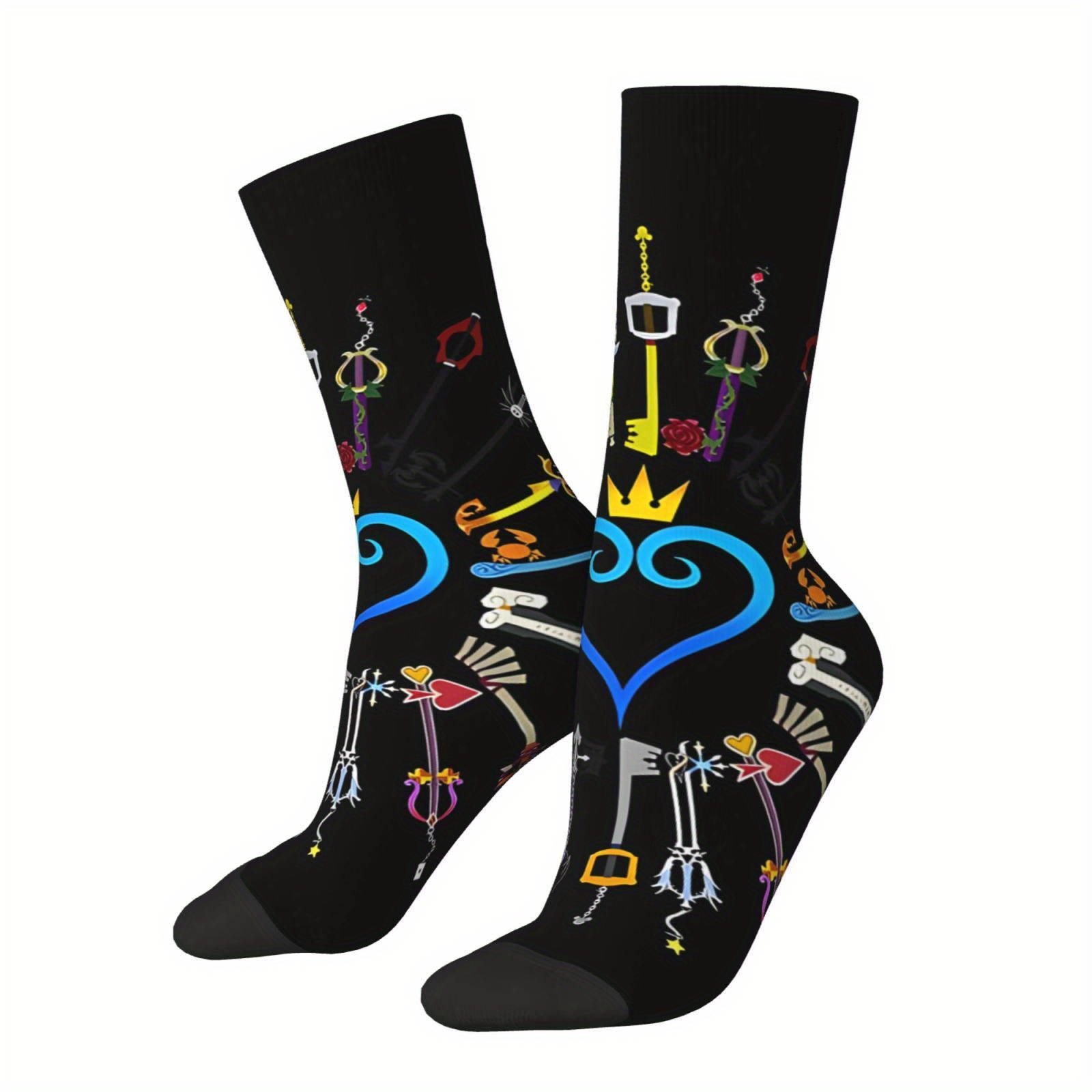 

1 Pair Hip Hop Retro Keyblades Crazy Men's Socks Seamless Printed Funny Novelty Sock Boys Gift