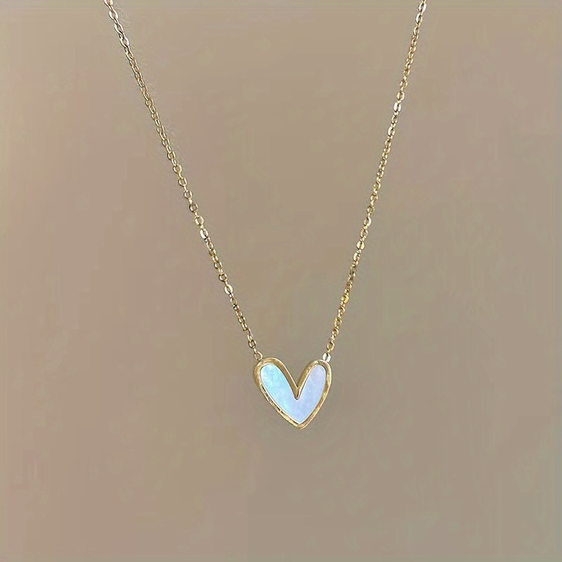 TEMU Golden Love Heart Necklace Female Luxury Clavicle Chain Personality Design Simple Necklace